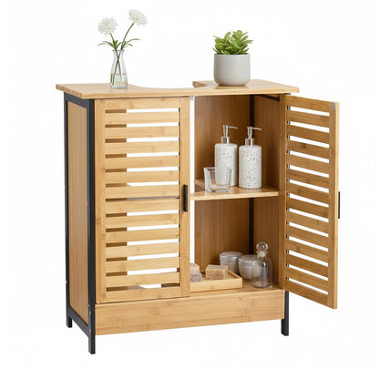 YODOLLA Bamboo Under Sink Bathroom Cabinet