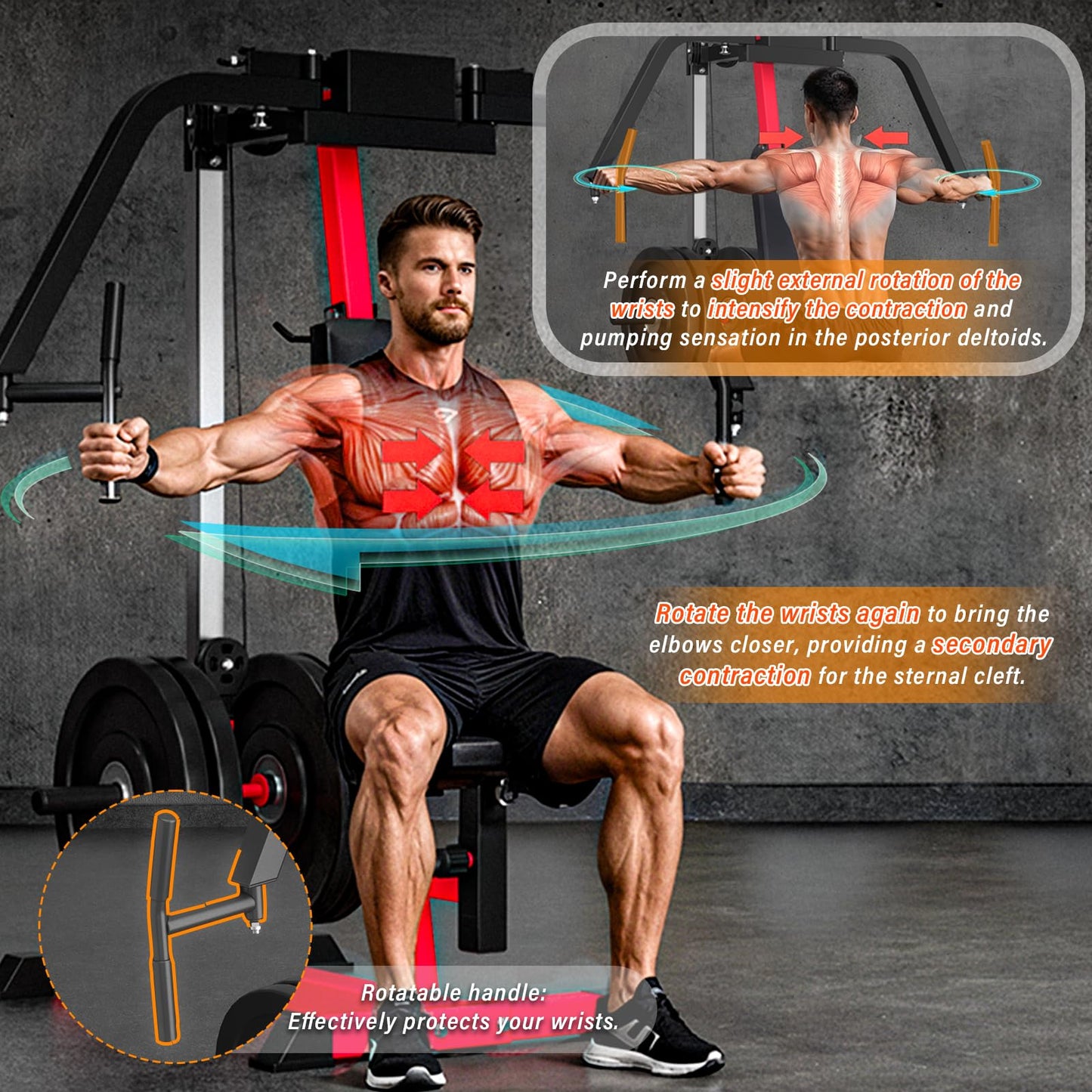 YODOLLA Chest Fly Machine PEC Deck Fly and Reverse Delt Machine 450lbs Adjustable Upper Body Workout Equipment