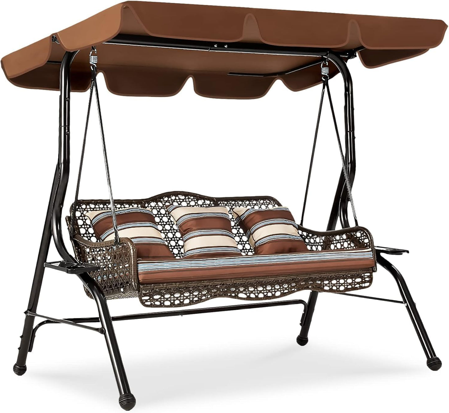 YODOLLA 3 Seater Garden Swing Chair with Adjustable Canopy