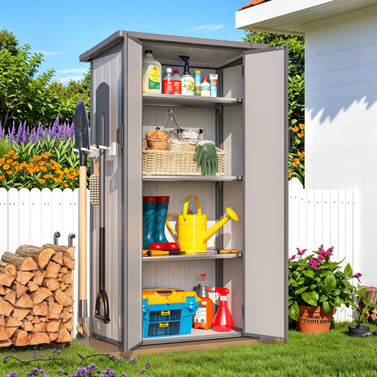 YODOLLA Tall Outdoor Storage Cabinet with 3 Adjustable Shelves
