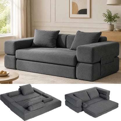 YODOLLA 2 Seater Boneless Sofa Bed, 197cm Folding Convertible Modular Sofa