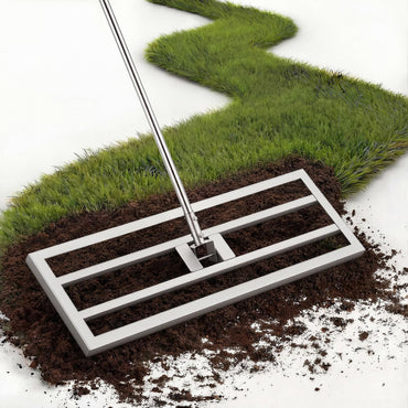 YODOLLA Lawn Leveling Rake 195 x 75×25cm Stainless Steel Lawn Leveller, Silver