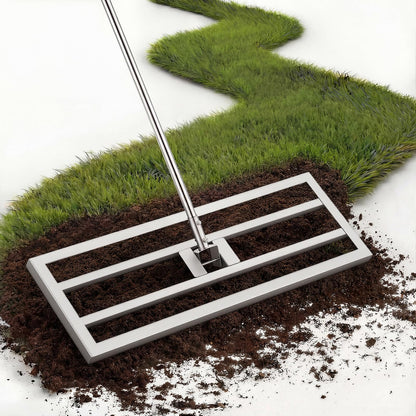 YODOLLA Lawn Leveling Rake 195 x 75×25cm Stainless Steel Lawn Leveller, Silver