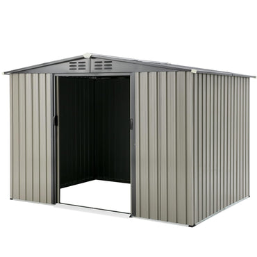 YODOLLA 8x6 ft Outdoor Storage Shed, Grey