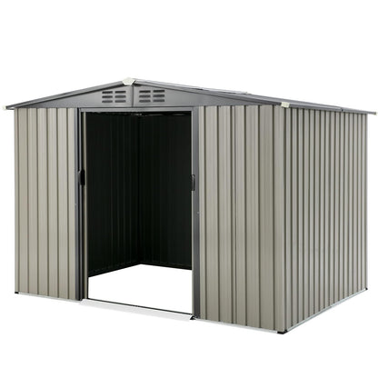 YODOLLA 8x6 ft Outdoor Storage Shed, Grey