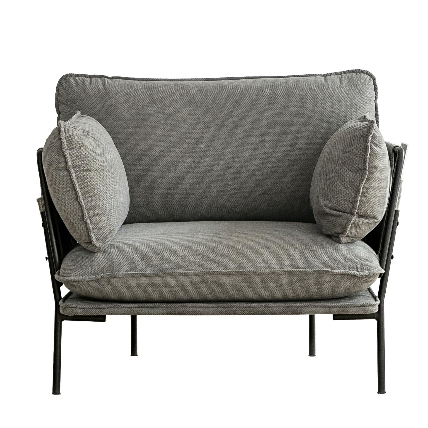 YODOLLA Modern Accent Armchair with Metal Frame, Grey