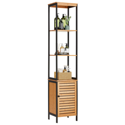 YODOLLA Tall Bamboo Bathroom Cabinet Freestanding Storage Unit