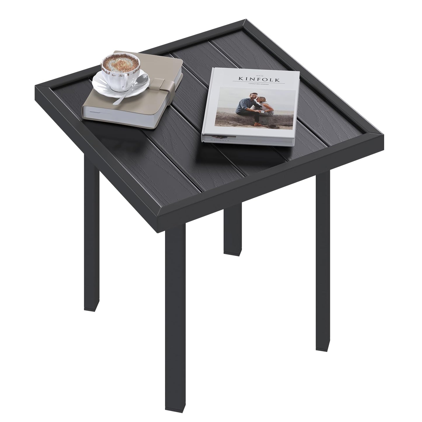 YODOLLA Square Outdoor Side Table Pool End Table, Metal  Easy Maintenance  (1pcs)