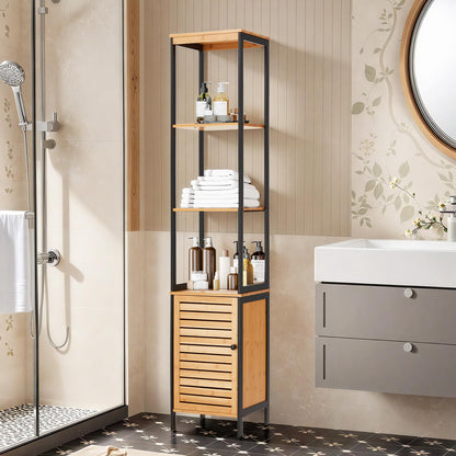 YODOLLA Tall Bamboo Bathroom Cabinet Freestanding Storage Unit
