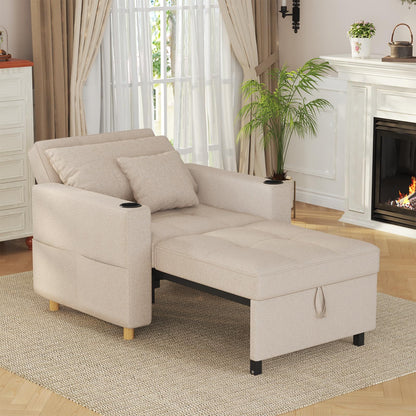 YODOLLA 3-in-1 Sleeper Sofa Bed, 192cm Convertible Single Sofa, Adjustable Armchair
