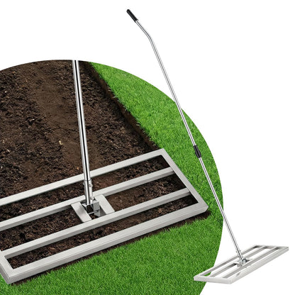 YODOLLA Lawn Leveling Rake 195 x 75×25cm Stainless Steel Lawn Leveller, Silver