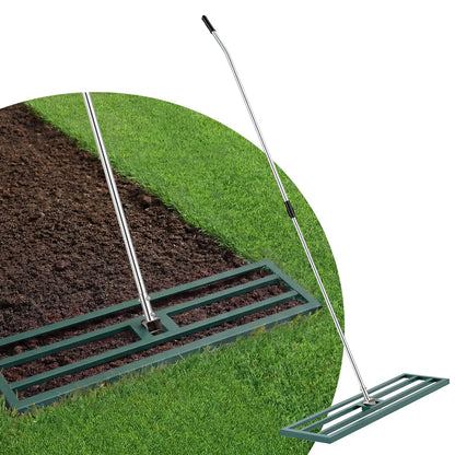 YODOLLA Lawn Leveling Rake 195 x 102×25cm Stainless Steel Lawn Leveller, Green