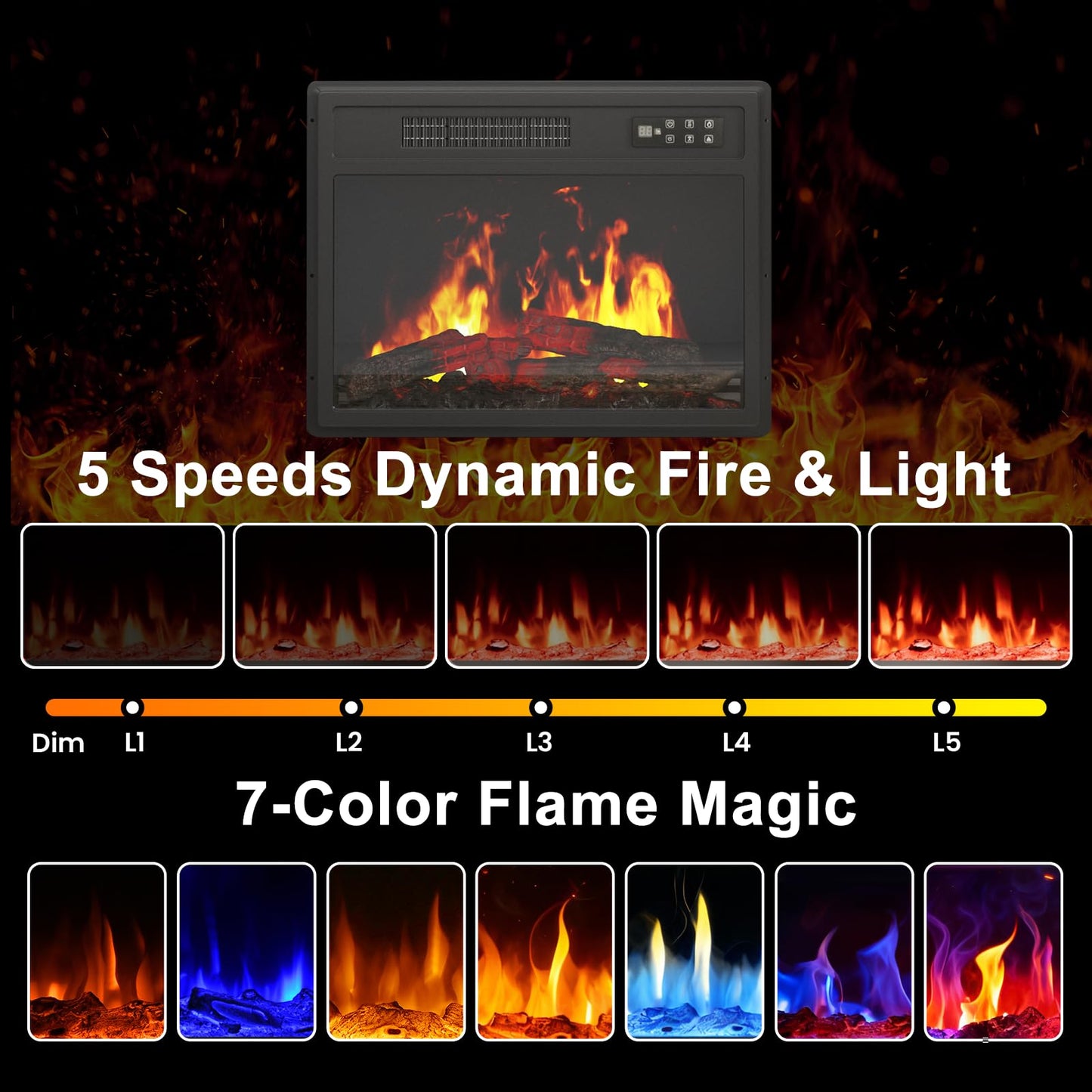 YODOLLA 58cm Electric Fireplace Insert