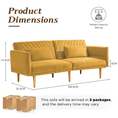 YODOLLA 2-3 SeaterSofa Bed Convertible Futon Sofa Beds, Yellow