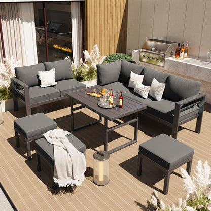 YODOLLA 7 Piece Aluminum Patio Furniture Set Outdoor Patio Conversation Set