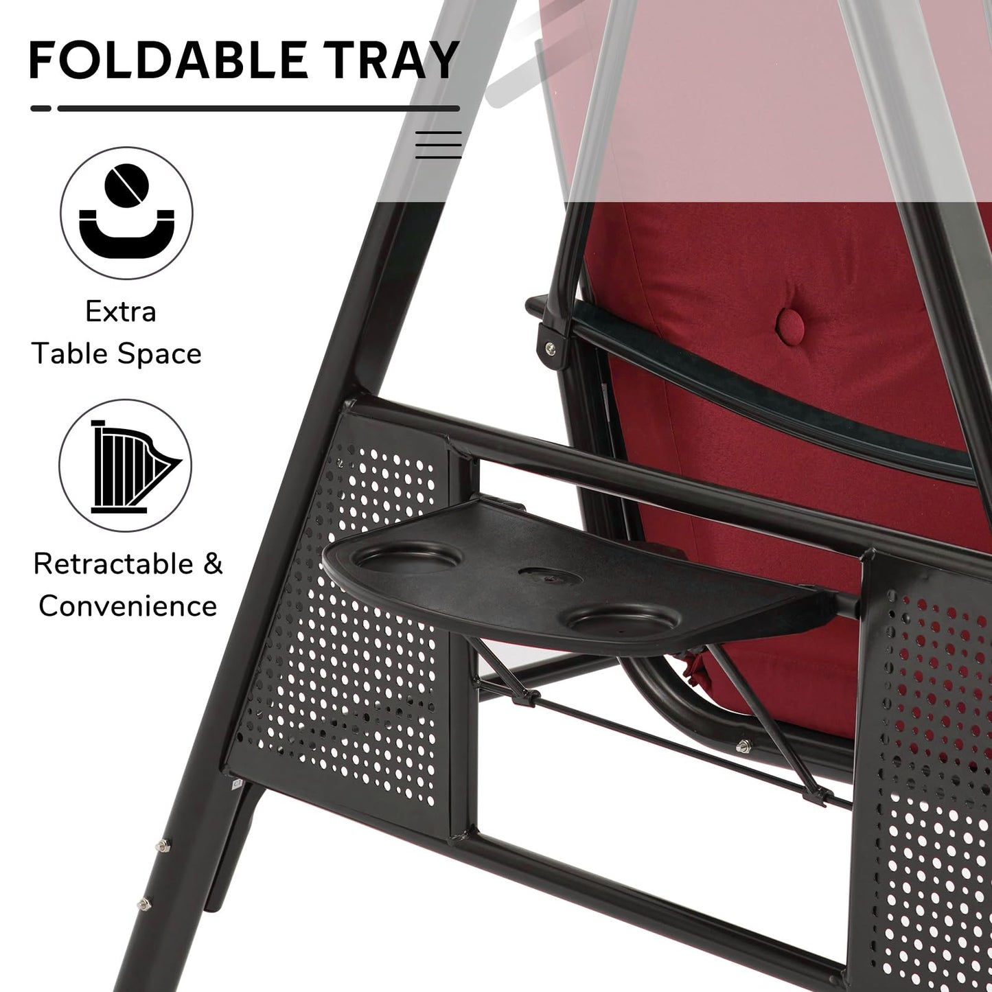 YODOLLA 3 Seater Garden Swing Chair with Adjustable Canopy & Cushions