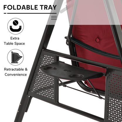 YODOLLA 3 Seater Garden Swing Chair with Adjustable Canopy & Cushions