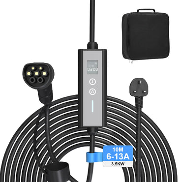YODOLLA EV Charger, Type 2 to 3 Pin Plug Portable Mode 2, 6/8/10/13A Adjustable