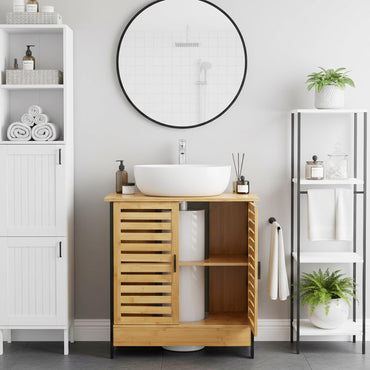 YODOLLA Bamboo Under Sink Bathroom Cabinet