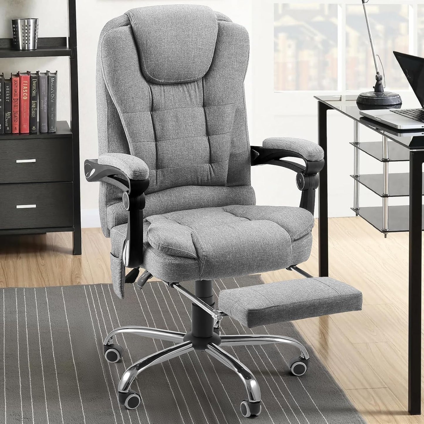 YODOLLA Office Chair with Footrest & Massage Function, Desk Chairs