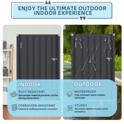 YODOLLA 144 x 76 x 55 cm Garden Cabinet with Adjustable Shelves & Double Doors