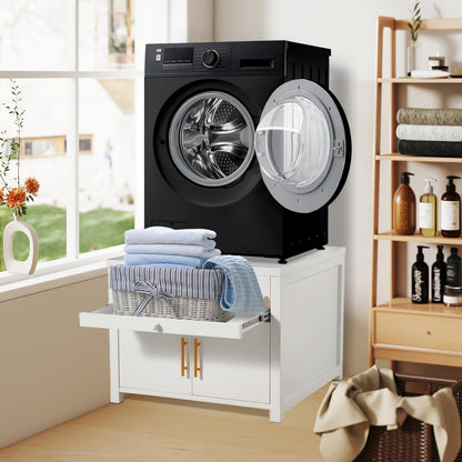 YODOLLA 74 × 74 × 58cm Laundry Pedestal, Washing Machine Stand Base with Drawer
