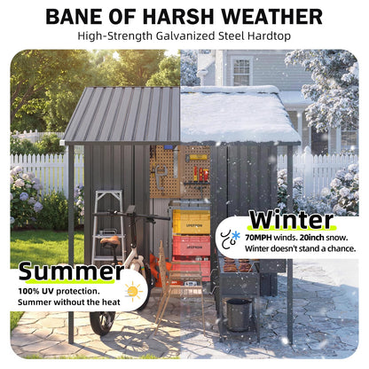 YODOLLA 8x9FT 2-in-1 Metal Lean-to Shed & Pergola Combo