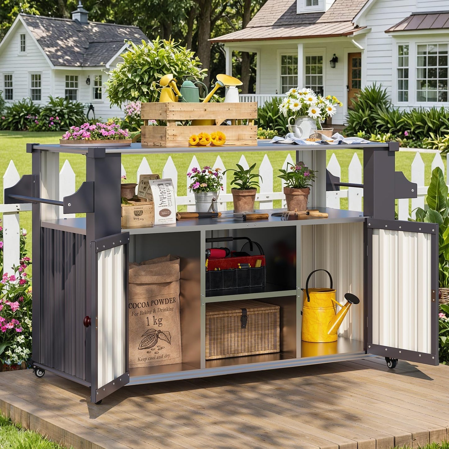YODOLLA Rolling Outdoor Kitchen Island & Bar Cart