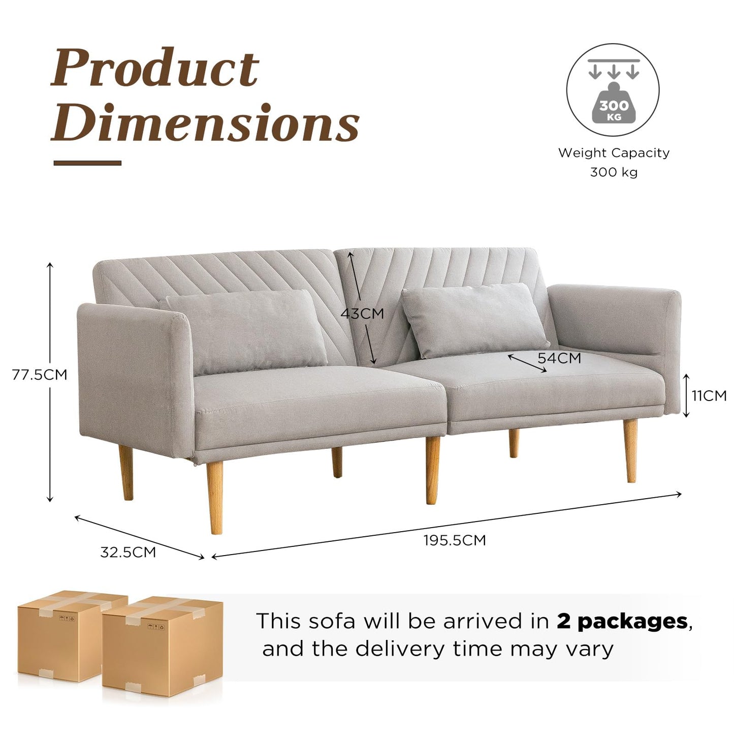 YODOLLA 2-3 SeaterSofa Bed Convertible Futon Sofa Beds, Grey