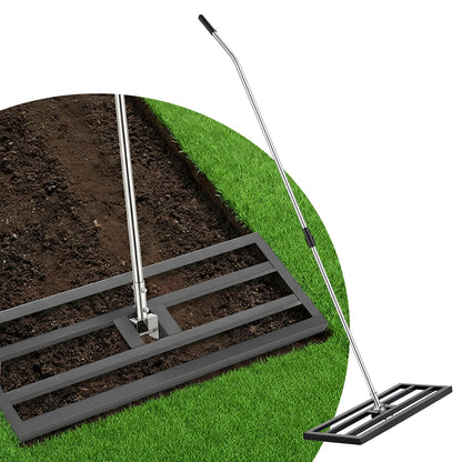 YODOLLA Lawn Leveling Rake 195 x 75×25cm Stainless Steel Lawn Leveller, Black