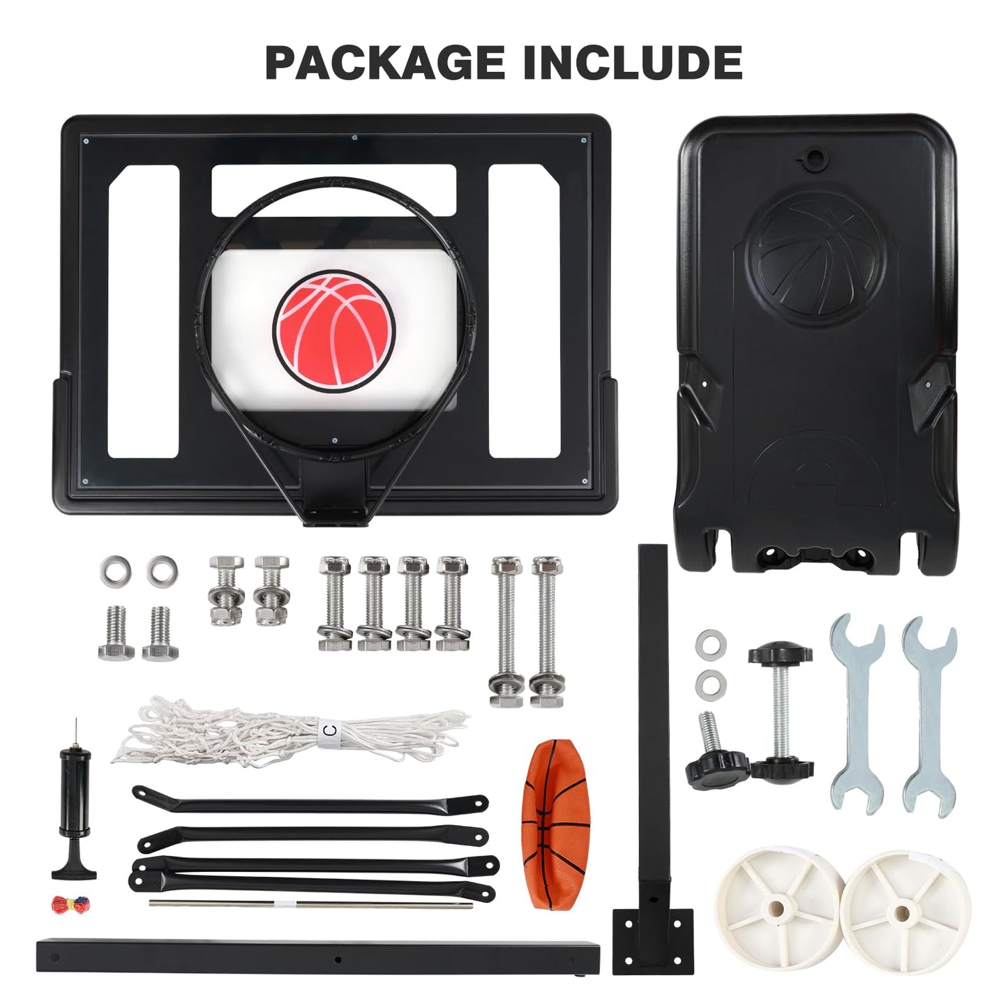 YODOLLA Portable Basketball Hoop Poolside Basketball Hoop 81cm x 58cm, 0.95m-1.25m