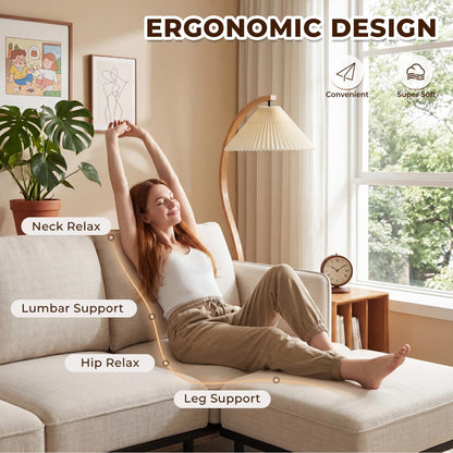 YODOLLA  L-Shaped 3-Seater Sofa 191cm Fabric Sofa with Chaise Ottoman