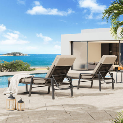 YODOLLA PE Rattan Sun Loungers , 5-level Reclining Back & Removable Cushion