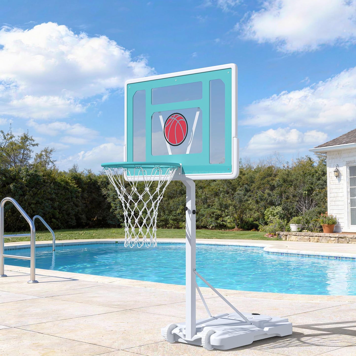 YODOLLA Portable Basketball Hoop Poolside Basketball Hoop 81cm x 58cm, 0.95m-1.25m