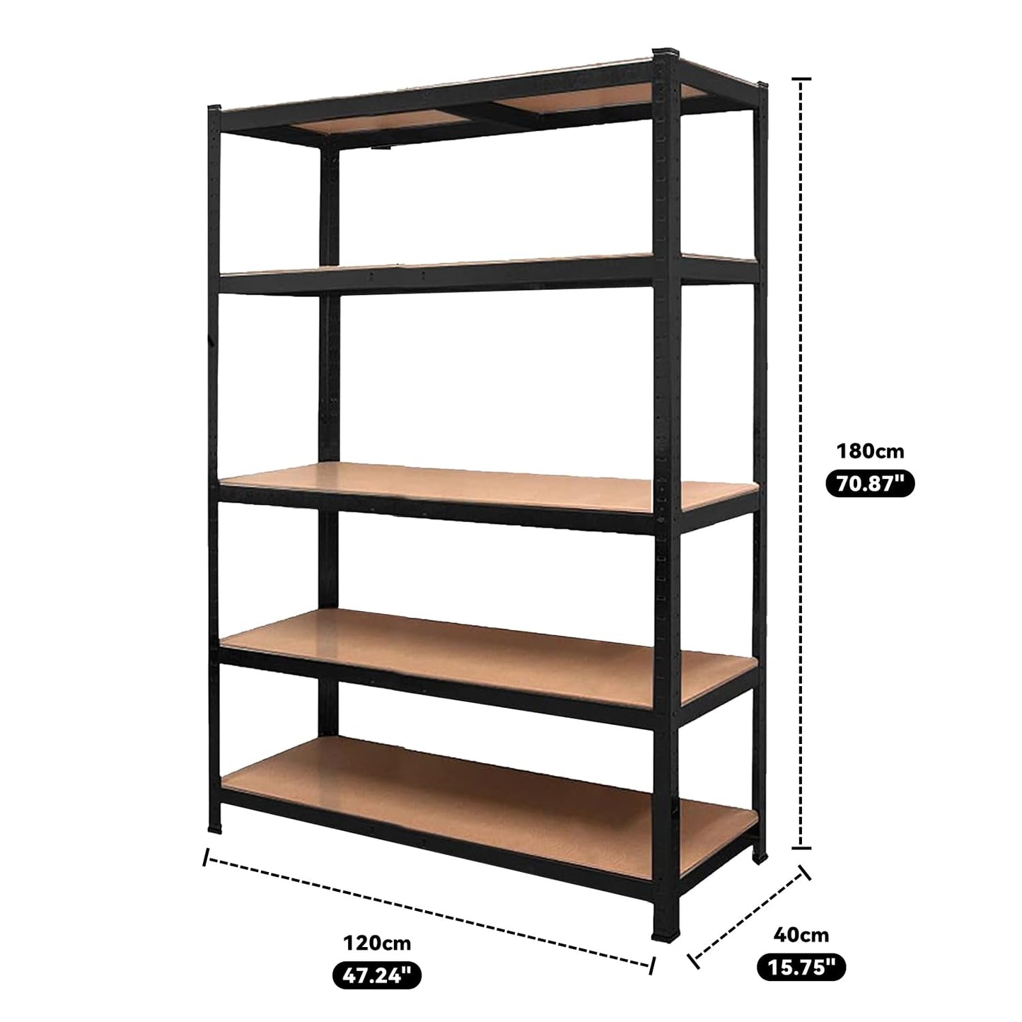 YODOLLA 5 Tier Heavy Duty Garage Shelving Unit 180cm Steel Storage Rack