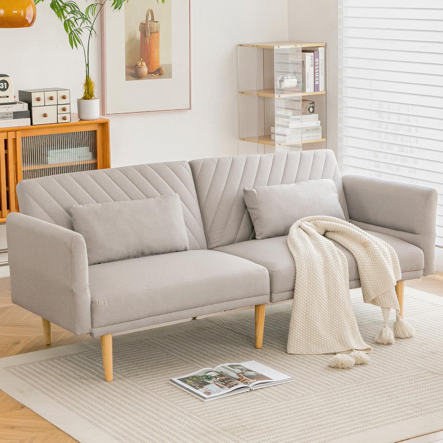 YODOLLA 2-3 SeaterSofa Bed Convertible Futon Sofa Beds, Grey