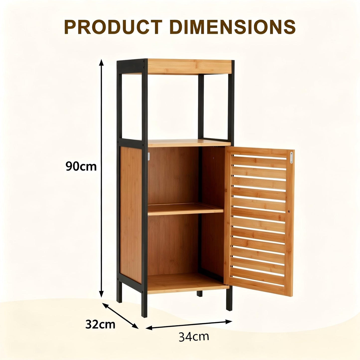 YODOLLA Bamboo Bathroom Cabinet Freestanding Storage Unit