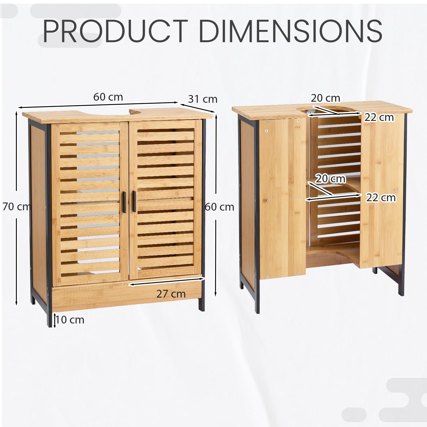 YODOLLA Bamboo Under Sink Bathroom Cabinet