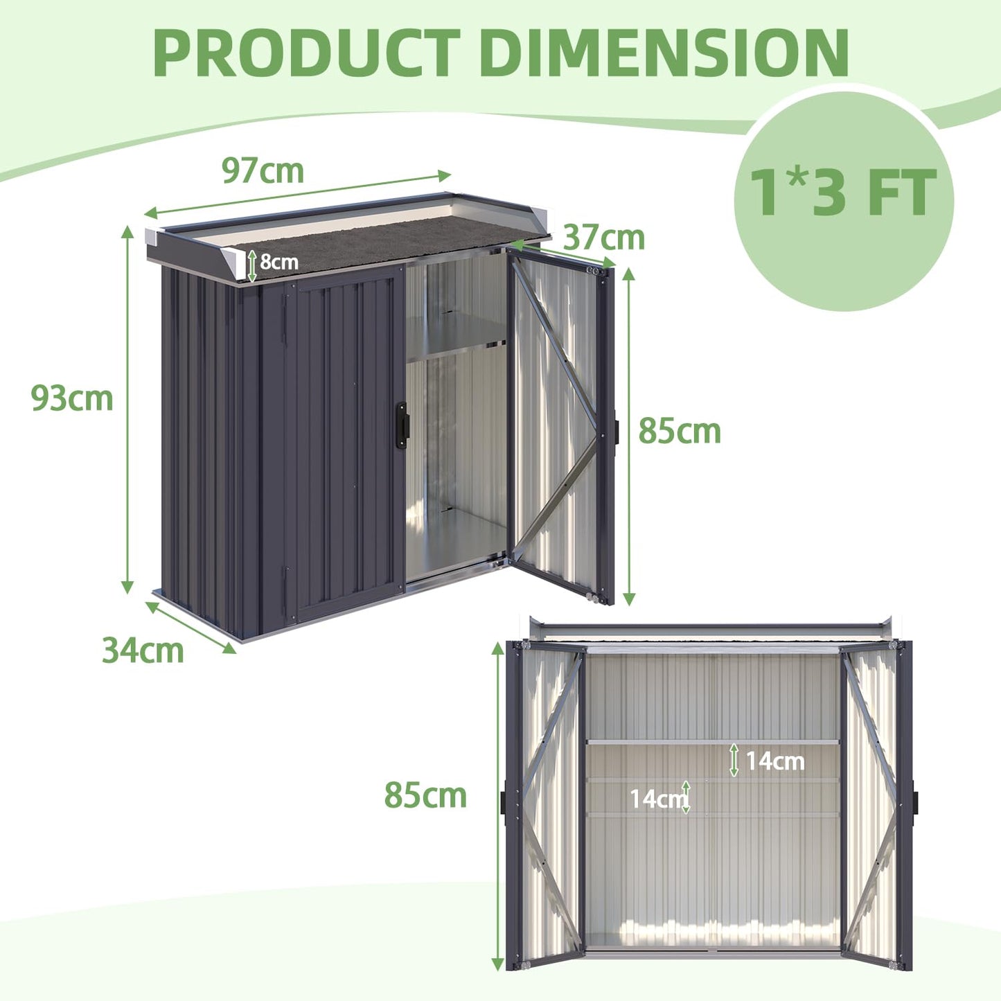 YODOLLA Metal Garden Storage Box Cabinet