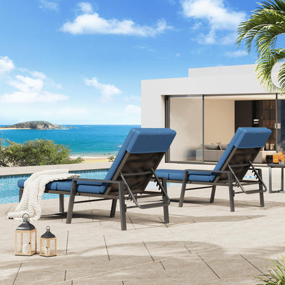 YODOLLA PE Rattan Sun Loungers , 5-level Reclining Back & Removable Cushion