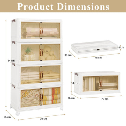 YODOLLA 252L Stackable Storage Boxes 4 Pack with Lids Wheels
