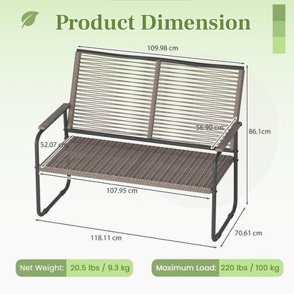 YODOLLA 2-Seater Rope Garden Bench Loveseat, All-Weather Woven Rope Patio Sofa