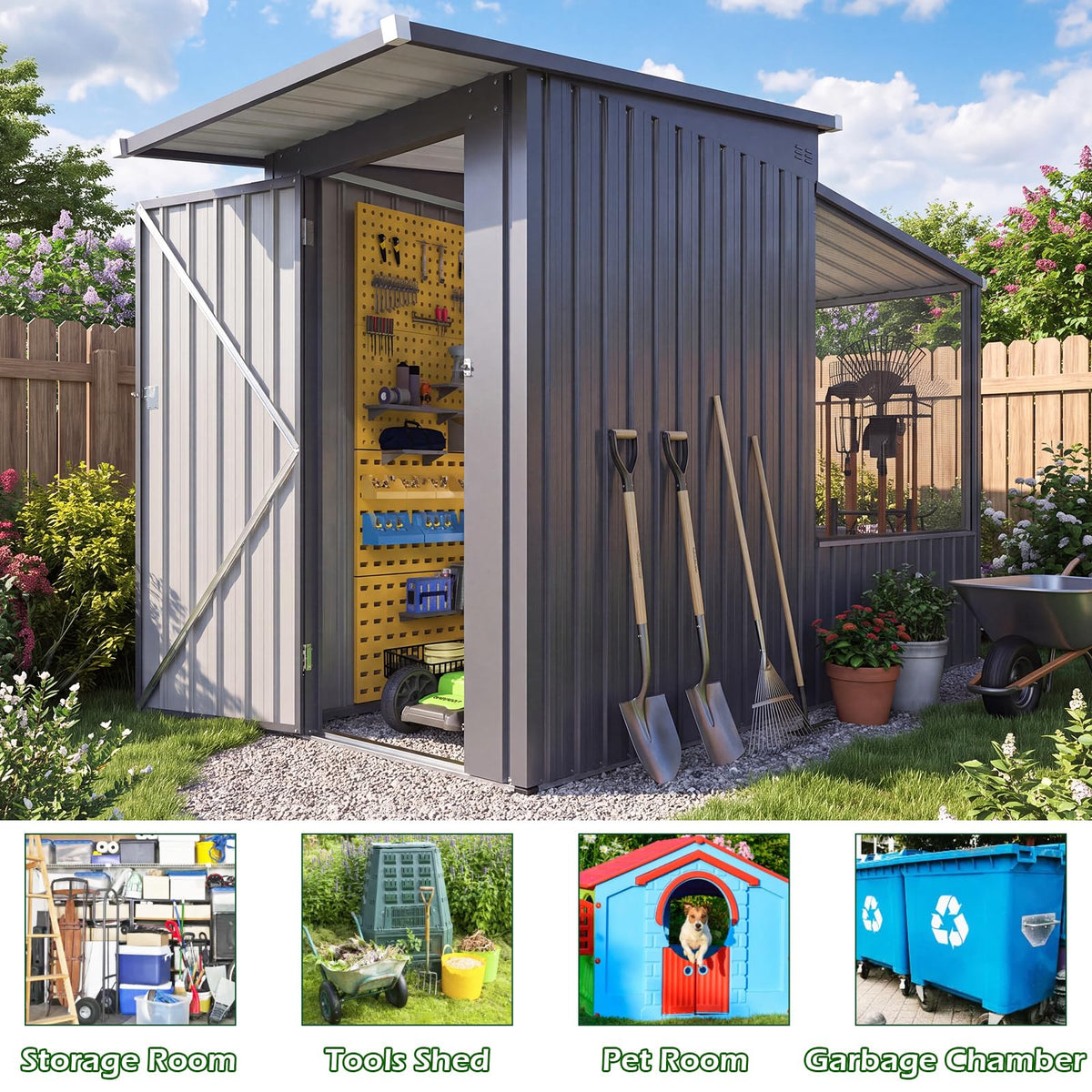 YODOLLA Outdoor Bird Aviary Cage, Steel Frame, Sloping Shed