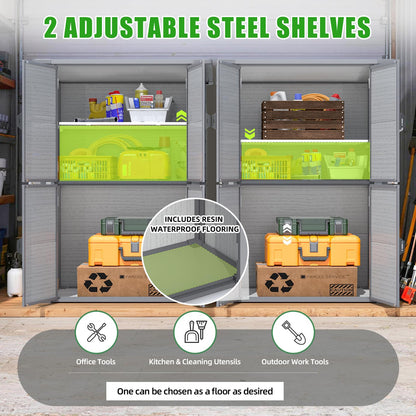 YODOLLA 129.5x89x176.5cm Storage Cabinet with Adjustable Shelves, Grey