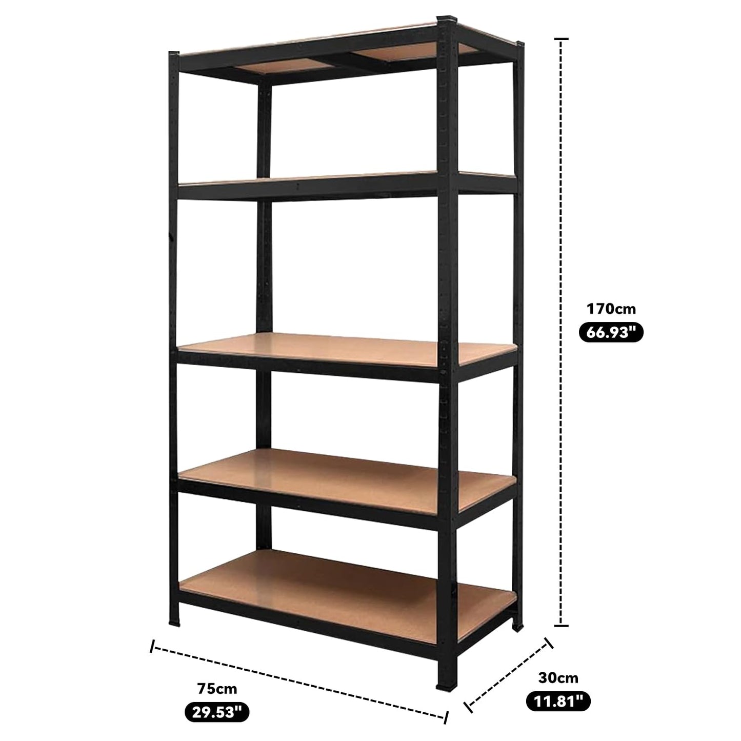 YODOLLA 5 Tier Heavy Duty Garage Shelving Unit 170cm Steel Storage Rack