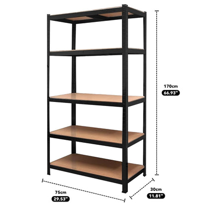 YODOLLA 5 Tier Heavy Duty Garage Shelving Unit 170cm Steel Storage Rack
