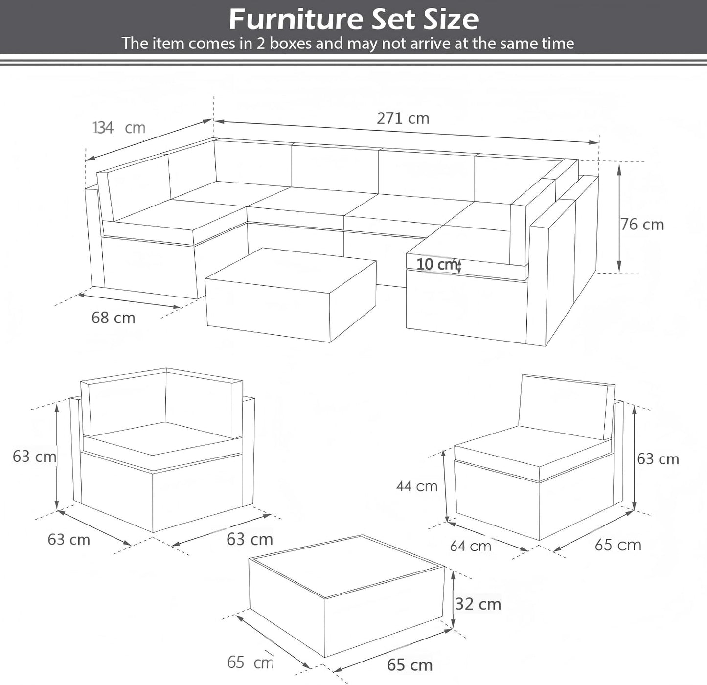 YODOLLA 6-Seater Garden Furniture Sets,7 Pieces Outdoor Patio Rattan Sofa Set