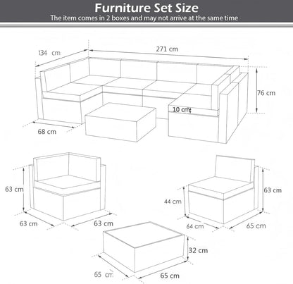 YODOLLA 6-Seater Garden Furniture Sets,7 Pieces Outdoor Patio Rattan Sofa Set
