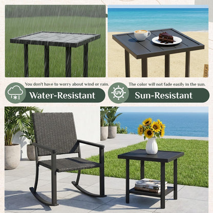 YODOLLA Square Outdoor Side Table Pool End Table, Metal  Easy Maintenance  (1pcs)