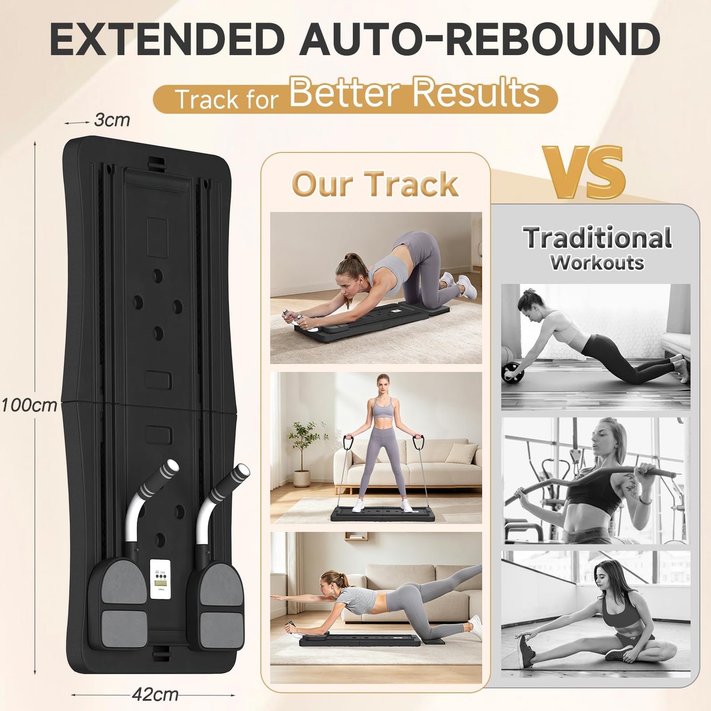 YODOLLA 5 in 1 Foldable Pilates Reformer Board with LED Counter, Black